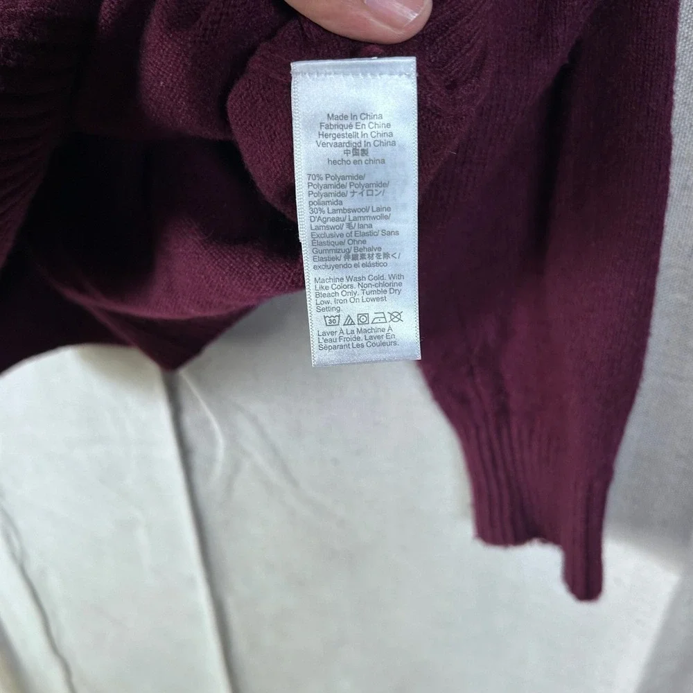 J. Crew Lambswool Blend Raglan Crewneck Sweater Burgundy Maroon Women's Size M - Picture 3 of 7